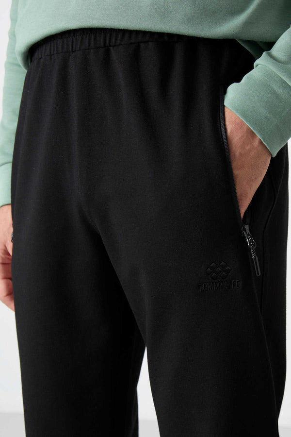 Pantaloni de trening Tommylife Wholesale Slim Fit Classic Leg pentru bărbați 84671 Negri