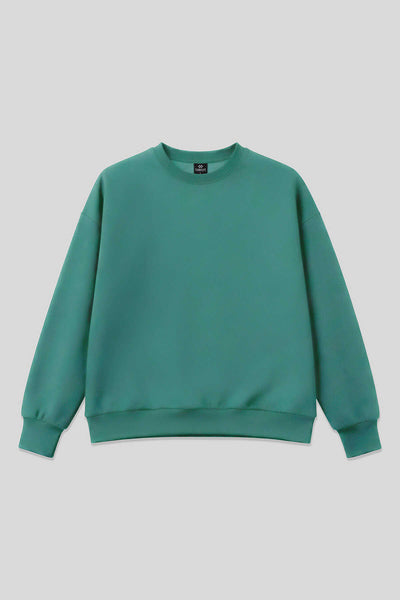 Tommylife Toptan Deniz Yeşili Basic O Yaka Oversize Kadın Sweatshirt - 97053