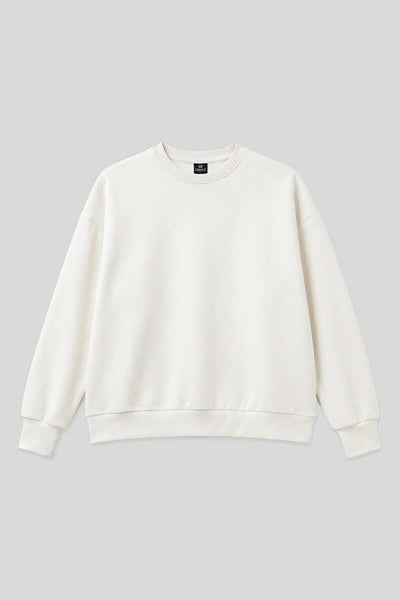 Tommylife Toptan Ekru Basic O Yaka Oversize Kadın Sweatshirt - 97053