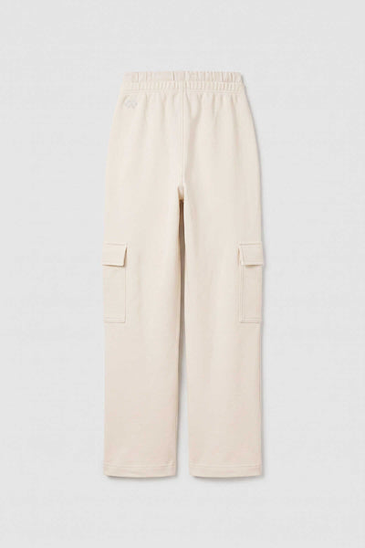 Pantaloni de trening Tommylife Wholesale Off-White cu curea dublă și buzunare cargo Plazzo pentru fete - 75198