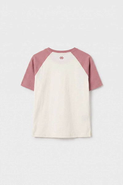 Tricou Tommylife Wholesale Off-Rose Standard Fit cu mânecă raglan pentru fete - 75180