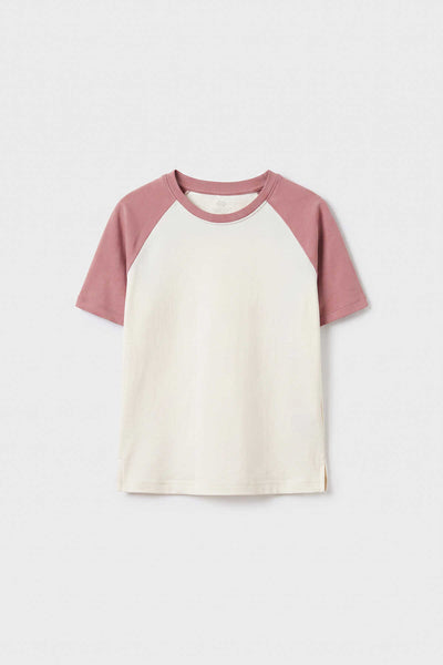 Tricou Tommylife Wholesale Off-Rose Standard Fit cu mânecă raglan pentru fete - 75180