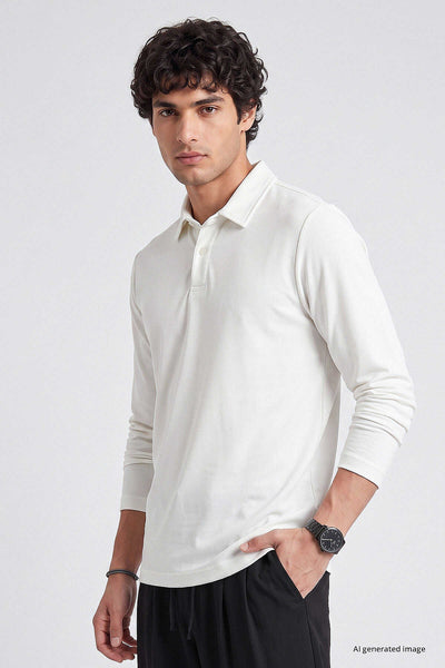 Tommylife Toptan Ekru Rahat Form Basic Polo Yaka Erkek T-Shirt - 88512