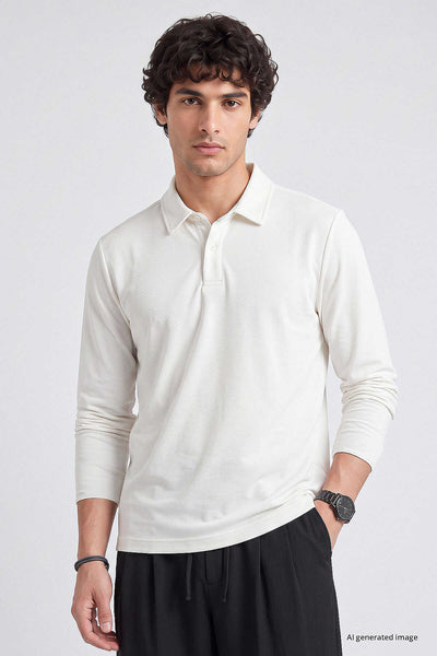 Tommylife Toptan Ekru Rahat Form Basic Polo Yaka Erkek T-Shirt - 88512