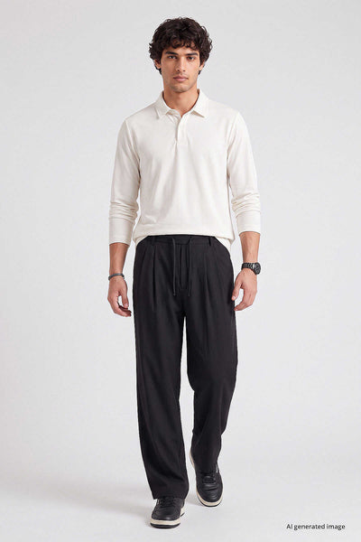 Tommylife Toptan Ekru Rahat Form Basic Polo Yaka Erkek T-Shirt - 88512