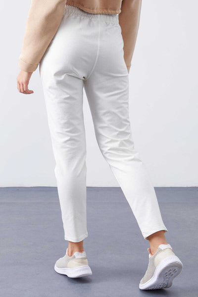 Pantaloni de trening slim fit pentru femei, cu talie înaltă, de la Tommylife, en-gros, Off-White - 94566