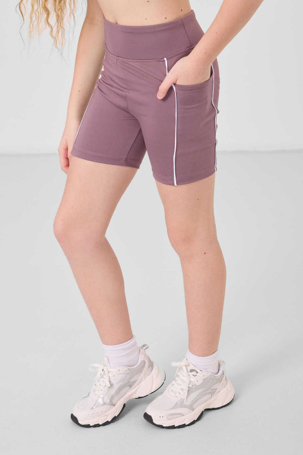 Tommylife Toptan Esnek Standart Fit Basic Performans Kız Çocuk Tayt 75189 Gül Kurusu