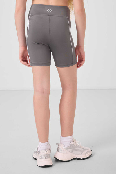 Tommylife Toptan Esnek Standart Fit Basic Performans Kız Çocuk Tayt 75189 Koyu Gri
