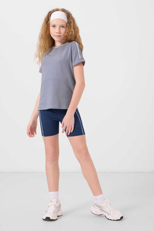 Tommylife Toptan Esnek Standart Fit Basic Performans Kız Çocuk Tayt 75189 Parlament