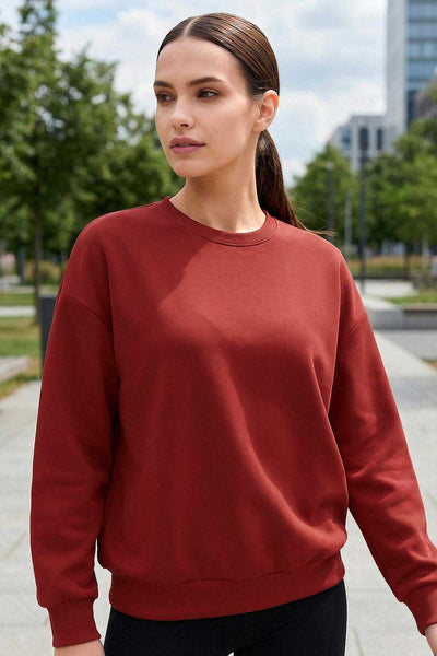 Tommylife Toptan Fiesta Basic O Yaka Oversize Kadın Sweatshirt - 97053