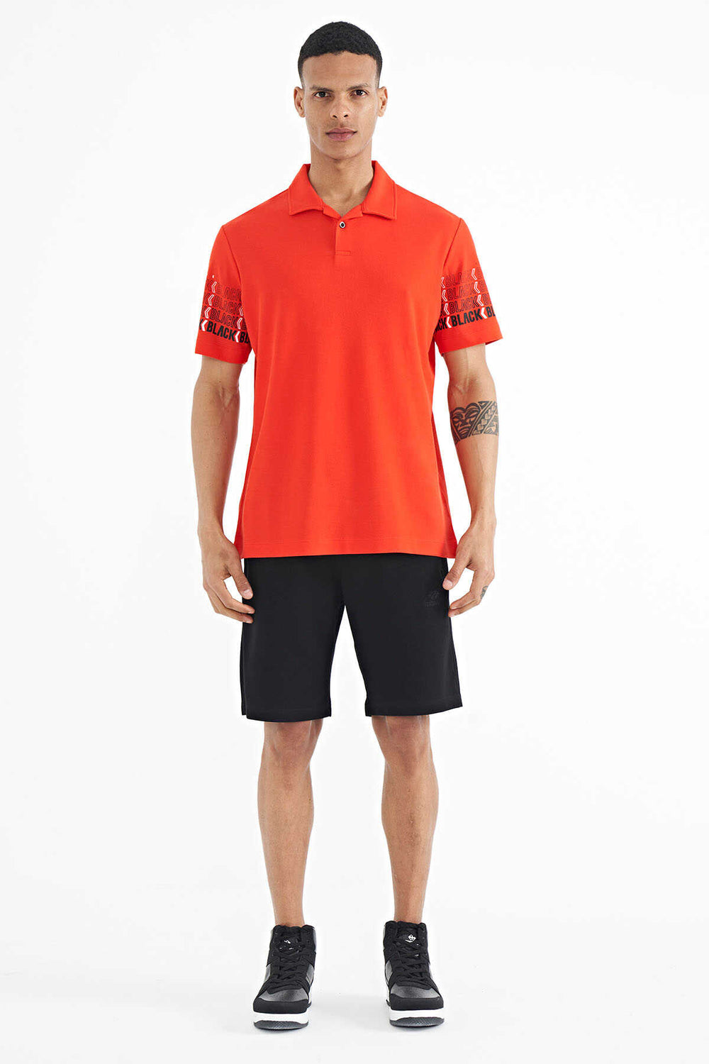 Tommylife Toptan Fiesta Kol Baskı Detaylı Polo Yaka Standart Form Erkek T-Shirt - 88240