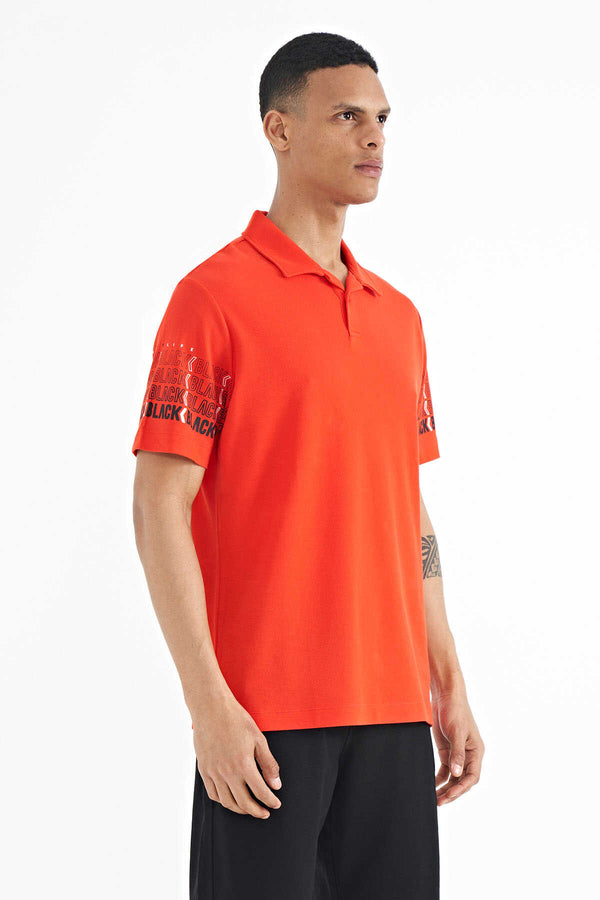 Tommylife Toptan Fiesta Kol Baskı Detaylı Polo Yaka Standart Form Erkek T-Shirt - 88240