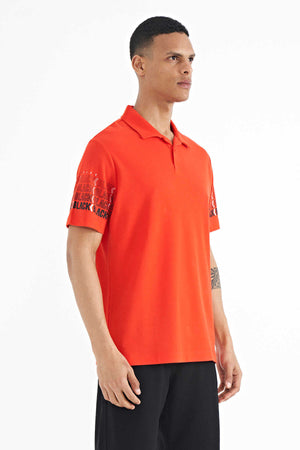 Tommylife Toptan Fiesta Kol Baskı Detaylı Polo Yaka Standart Form Erkek T-Shirt - 88240