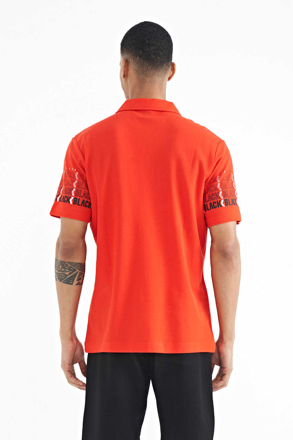 Tommylife Toptan Fiesta Kol Baskı Detaylı Polo Yaka Standart Form Erkek T-Shirt - 88240