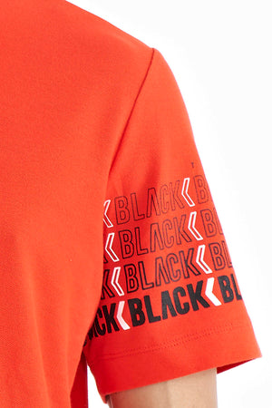 Tommylife Toptan Fiesta Kol Baskı Detaylı Polo Yaka Standart Form Erkek T-Shirt - 88240