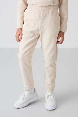 Tommylife Toptan Garson Boy Dik Yaka Erkek Çocuk Polar Eşofman Takımı 11218 Bej