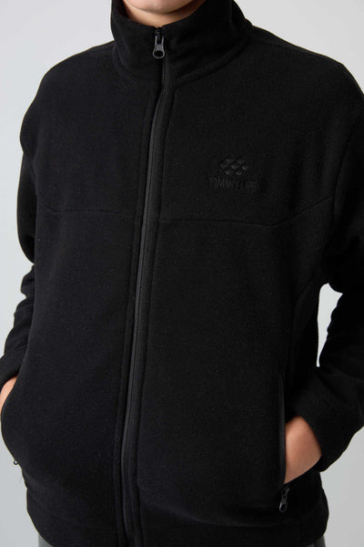 Tommylife Bluz din polar pentru băieți, cu guler înalt, croială standard, basic, en-gros, 11223 Negru