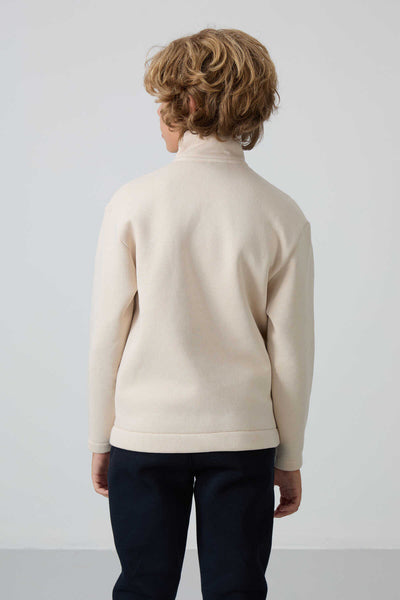 Tommylife Wholesale Waiter Size Stand Collar Standard Fit Basic Boys' Sweatshirt 11245 Beige