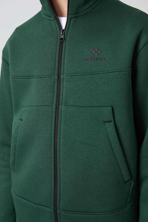 Tommylife Toptan Garson Boy Dik Yaka Standart Kalıp Basic Erkek Çocuk Sweatshirt 11245 Çam Yeşili