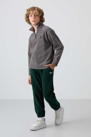 Tommylife Toptan Garson Boy Jogger Standart Kalıp Erkek Çocuk Polar Eşofman Alt 11220 Çam Yeşili