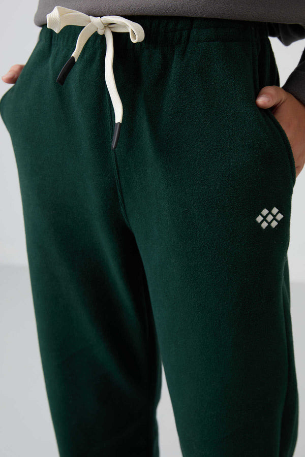 Tommylife Toptan Garson Boy Jogger Standart Kalıp Erkek Çocuk Polar Eşofman Alt 11220 Çam Yeşili