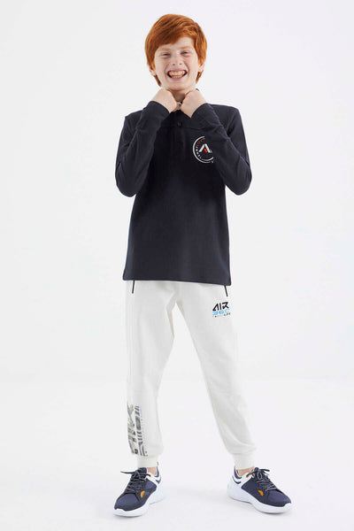 Tommylife Toptan Garson Boy Polo Yaka Standart Kalıp Basic Erkek Çocuk Sweatshirt 11172 Lacivert