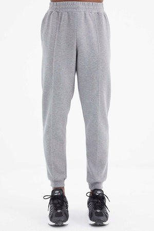 Tommylife Toptan Gri Melanj Bağcıklı Ön Dikiş Detaylı Standart Kalıp Erkek Eşofman Alt - 84994