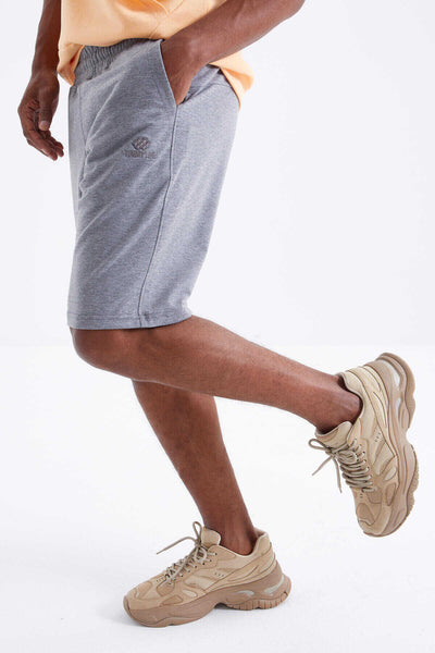 Tommylife Toptan Gri Melange Cu Sireturi Standard Fit Basic Barbati Pantalon Scurt - 81212