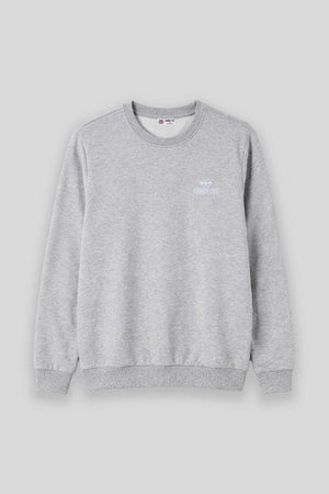Tommylife Toptan Gri Melanj Basic O Yaka Büyük Beden Erkek Sweatshirt - 88126