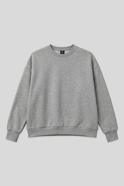 Tommylife Toptan Gri Melanj Basic O Yaka Oversize Kadın Sweatshirt - 97053