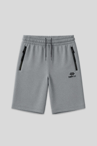 Pantaloni scurți bărbătești Tommylife Wholesale, gri melanj, mărime mare, cu buzunar cu fermoar, croială standard - 81151