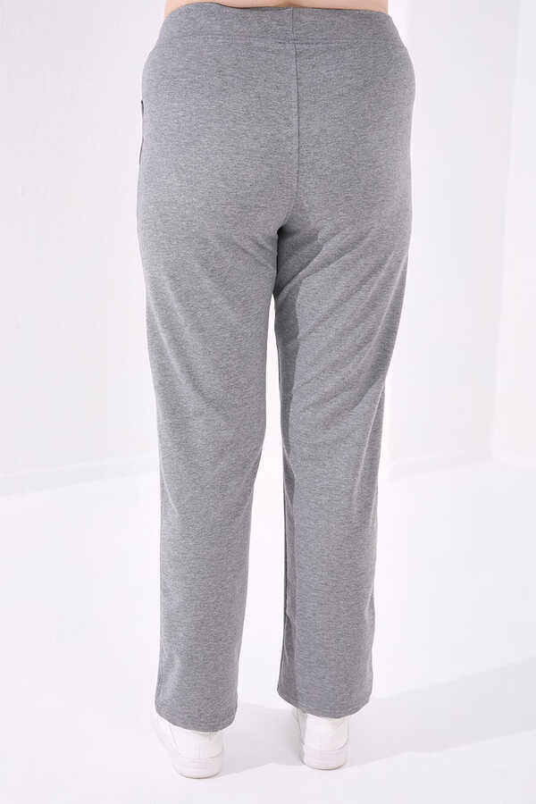 Tommylife Angro Gri Melanj Confortabil Cu Buzunare Croit Clasic Pantalon Femei Talie Mare Trening - 94014