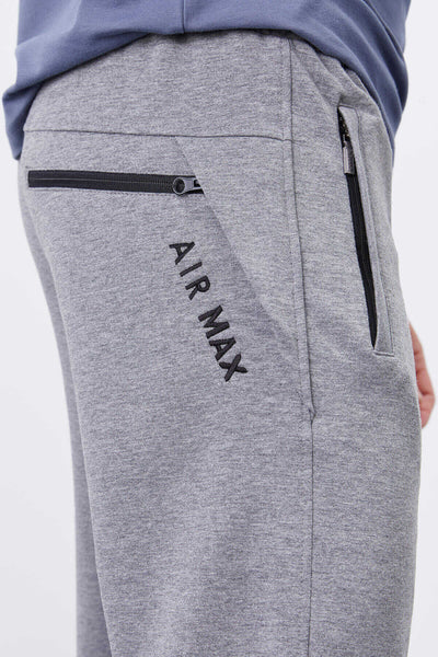 Pantaloni de trening bărbătești Tommylife Wholesale, gri, melanj, slim fit, cu buzunare cu fermoar - 84343