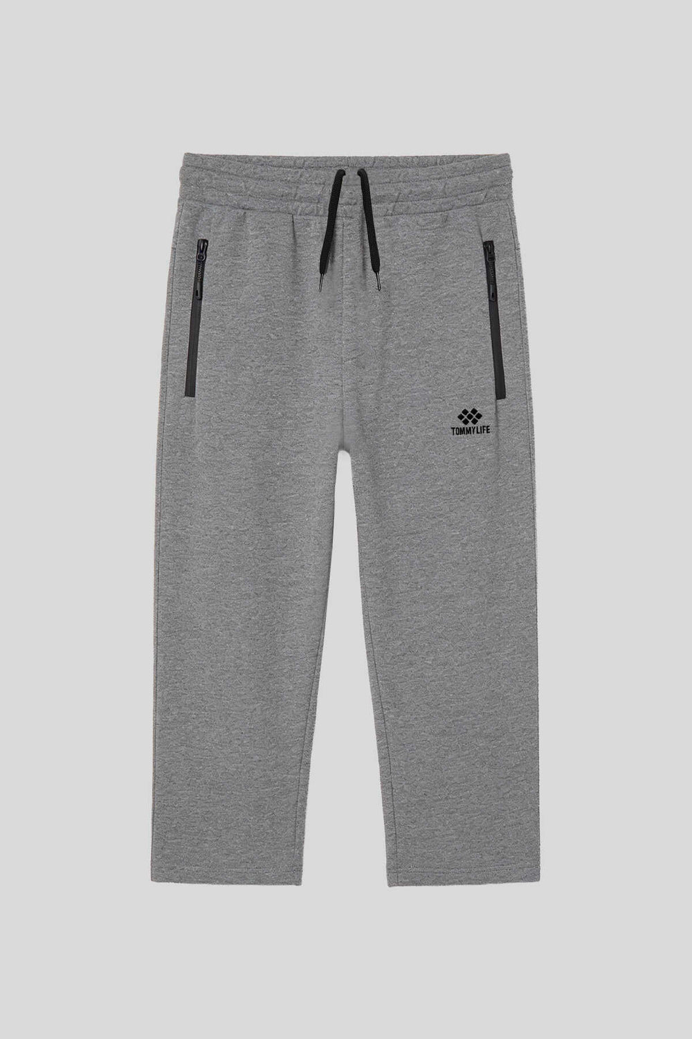 Tommylife Toptan Gri Melanj Fermuar Cepli Klasik Paça Erkek Kapri - 83095