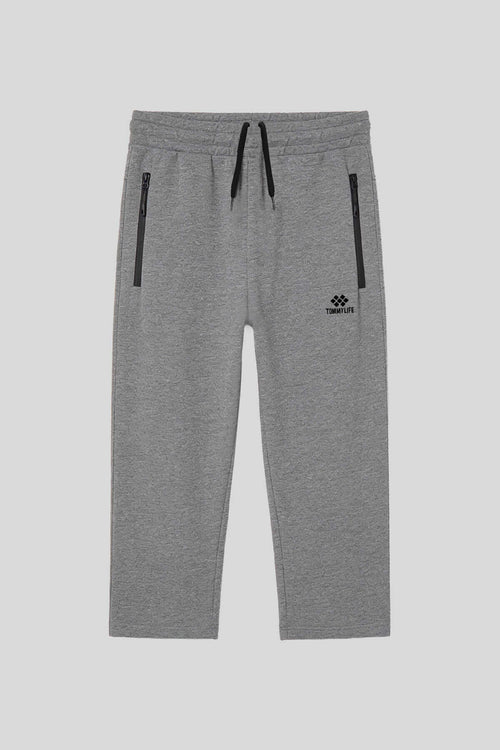 Tommylife Toptan Gri Melanj Fermuar Cepli Klasik Paça Erkek Kapri - 83095