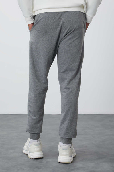 Pantaloni de trening bărbătești Tommylife Wholesale, gri melanj, clasici, cu buzunare, croială standard și manșete - 84652