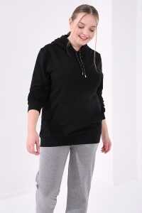 Tommylife Angro Gri Melanj Clasic Croit Detalii cu Piatră Femei Talie Mare Trening - 94040