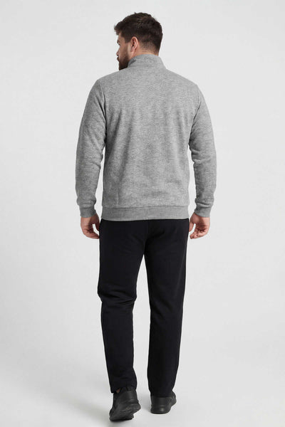 Tommylife Wholesale Gri Melange - Set trening bărbătesc cu guler înalt, model clasic, mărime mare, negru - 85176