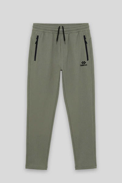 Pantaloni de trening Tommylife Wholesale Khaki Basic pentru bărbați, mărime mare, cu șnur în talie și stil clasic pe picioare - 84844