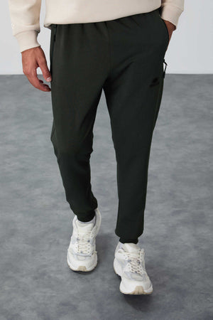Tommylife Toptan Haki Fermuar Cepli Standart Kalıp Jogger Erkek Eşofman Alt - 84651