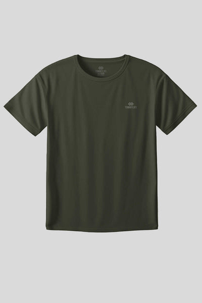 Tommylife Toptan Haki O Yaka Basic Battal Büyük Beden Kadın T-Shirt - 97308