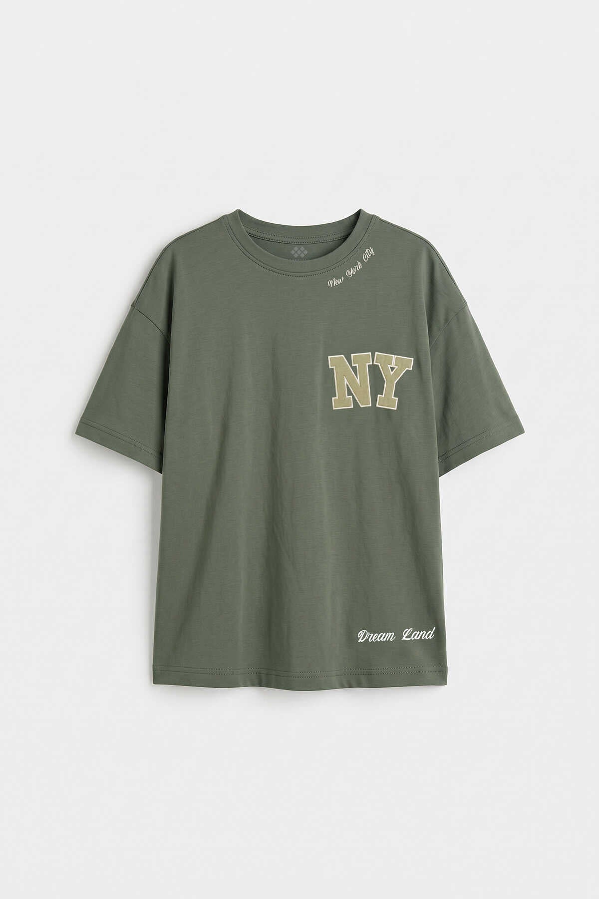 Tricou Tommylife En-gros, kaki, supradimensionat, cu mânecă scurtă, imprimat, pentru fete - 75174