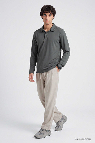 Tommylife Toptan Haki Rahat Form Basic Polo Yaka Erkek T-Shirt - 88512