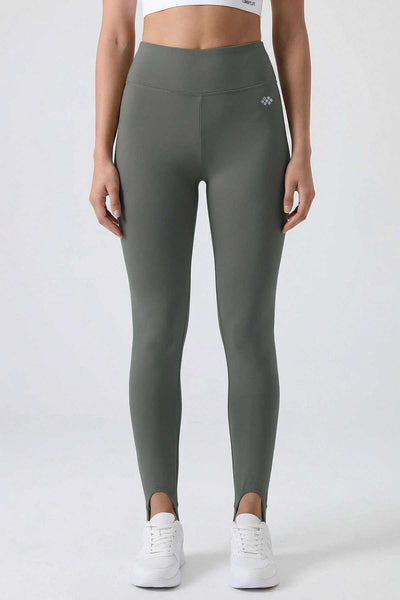 Tommylife Wholesale Khaki Standard Fit Flexible Sports Performance Women's Heel Leggings - 94685
