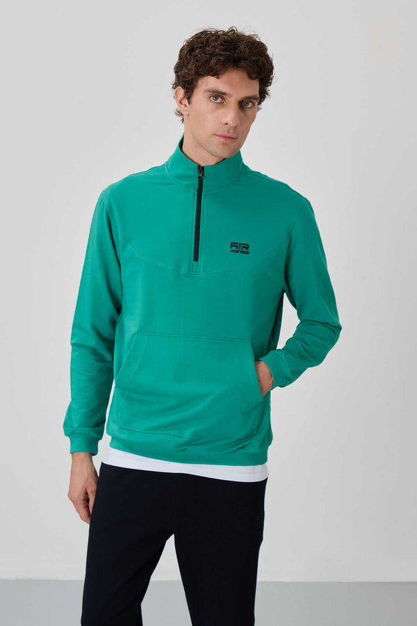 Tommylife Toptan Herbert Standart Kalıp Dik Yaka Erkek Eşofman Takım 85233 Deniz Yeşili - Lacivert