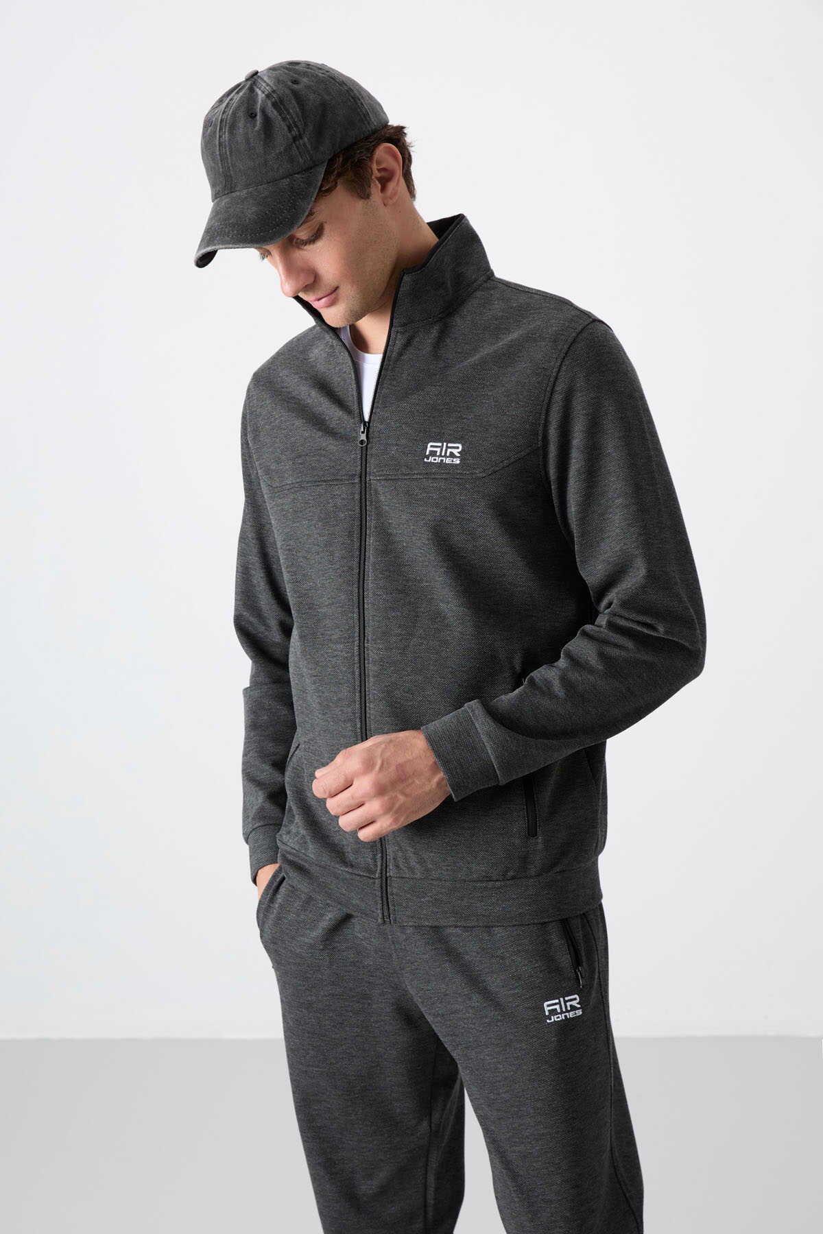 Tommylife Toptan Hugo Rahat Kalıp Jogger Erkek Eşofman Takım 85198 Antrasit Melanj
