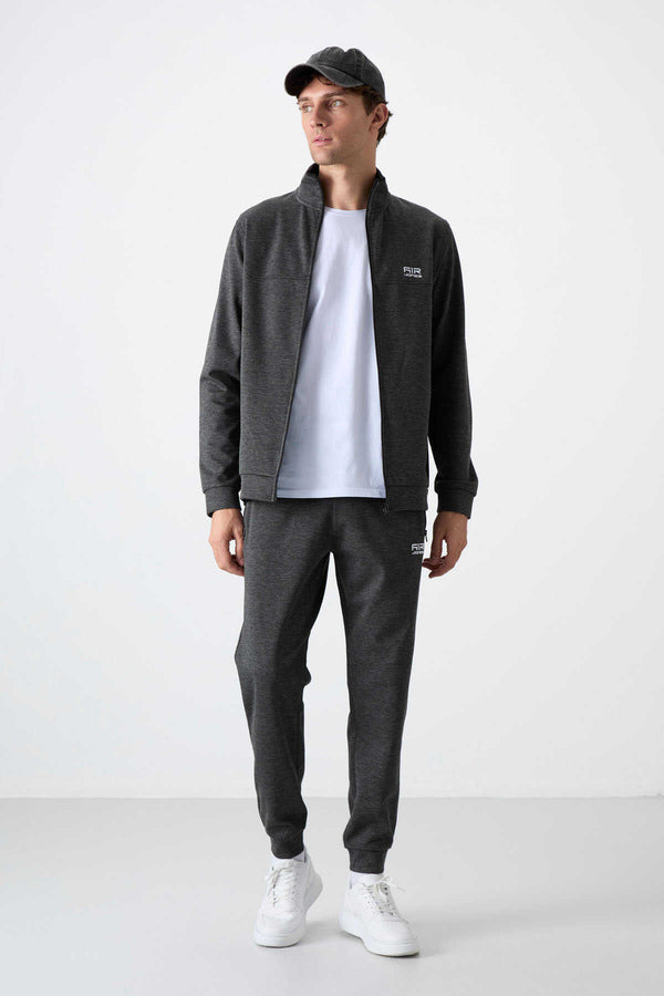 Tommylife Toptan Hugo Rahat Kalıp Jogger Erkek Eşofman Takım 85198 Antrasit Melanj
