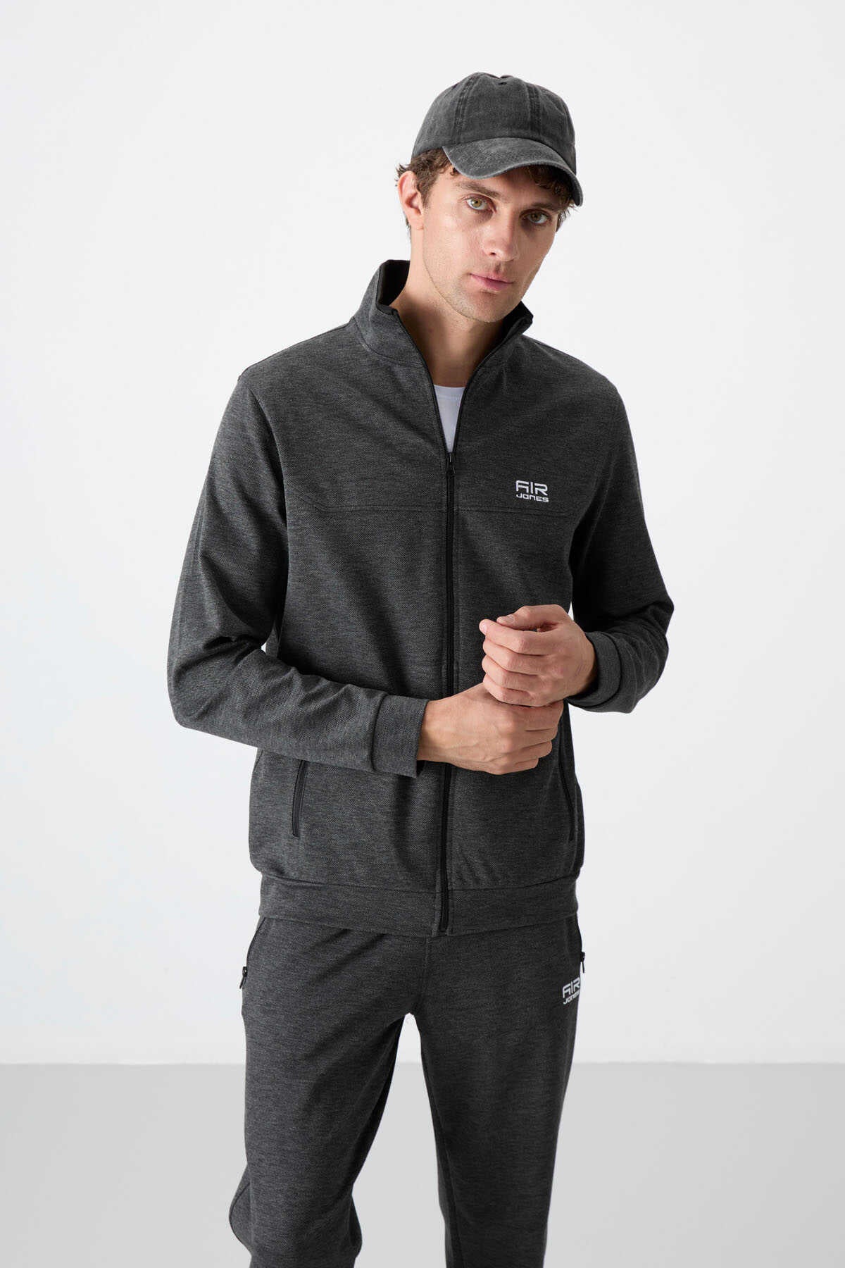 Tommylife Toptan Hugo Rahat Kalıp Jogger Erkek Eşofman Takım 85198 Antrasit Melanj