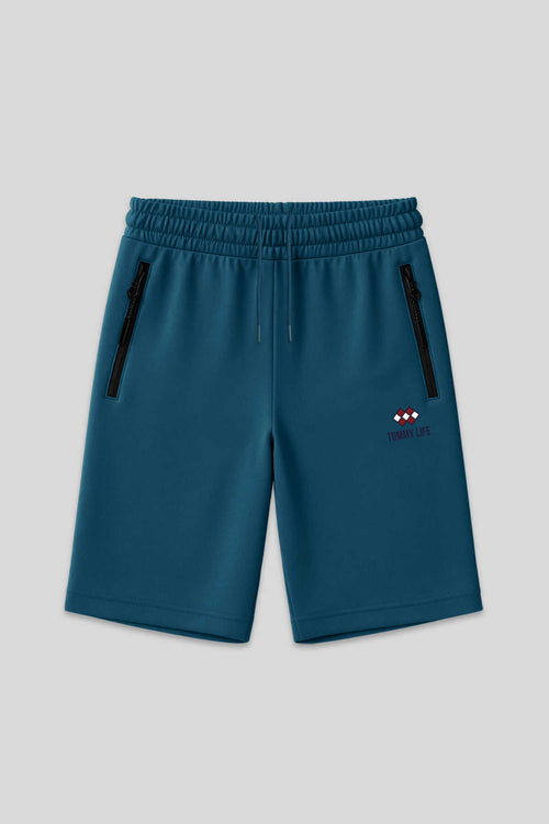 Tommylife Toptan İndigo Büyük Beden Fermuar Cep Detaylı Standart Kalıp Erkek Şort - 81151