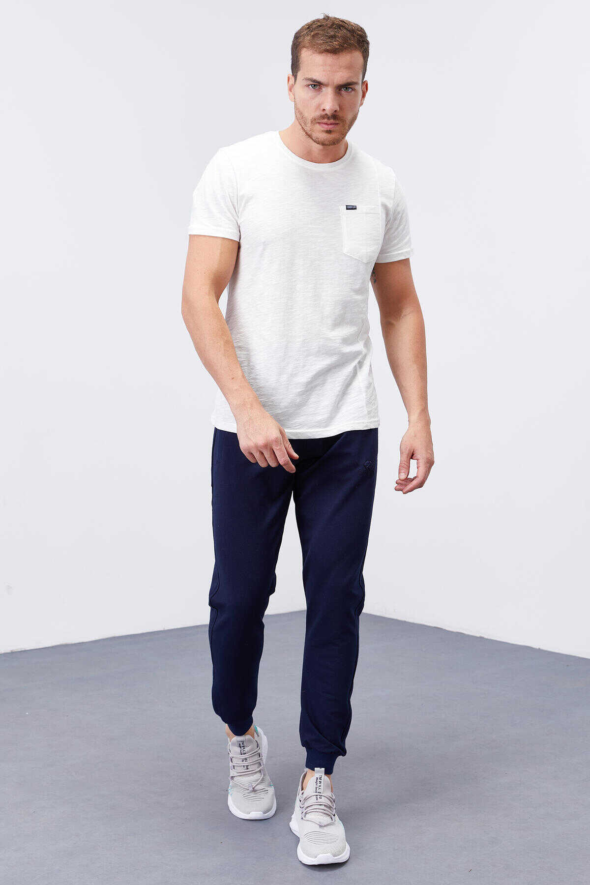 Tommylife Angro Indigo Fermoar Cu Buzunare Croit Strâns Jogger Bărbat Trening - 84343